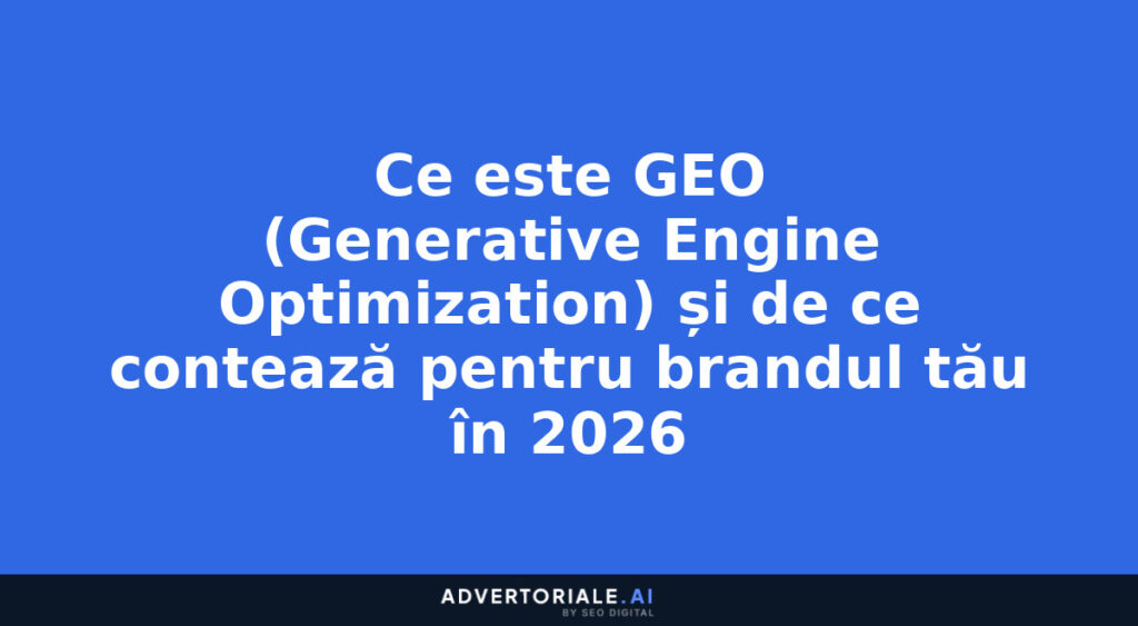 Ce este GEO (Generative Engine Optimization) și de ce contează pentru brandul tău în 2026