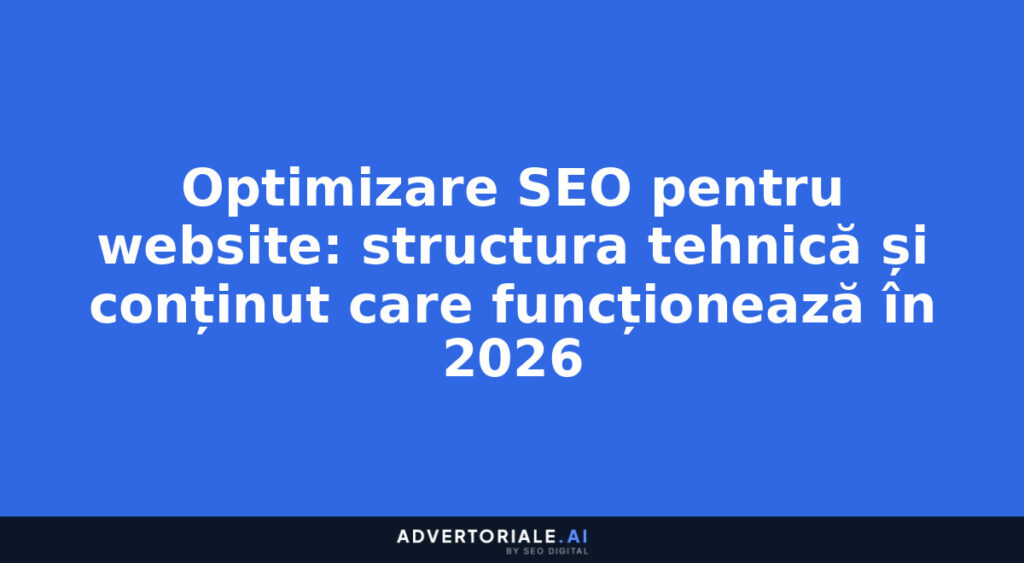 Optimizare SEO pentru website: structura tehnică și conținut care funcționează în 2026